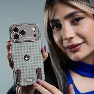 قاب موبایل آیفون چهارخونه سبز این نیز بگذرد + بندست